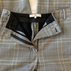 Tibi High Rise Crop Plaid Pants